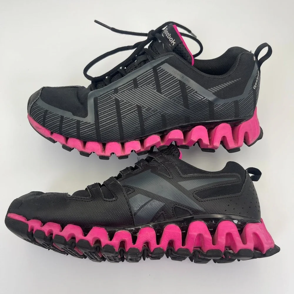 Reebok ZigWild Trail 6 Running Shoes Women's Size 9 Black Pink Zig-Zag Sole